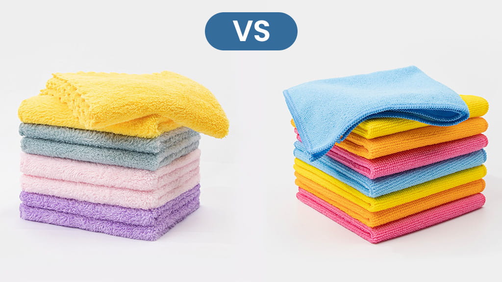 ein Vergleichsbild von Frotteestoff vs. Mikrofaserstoff